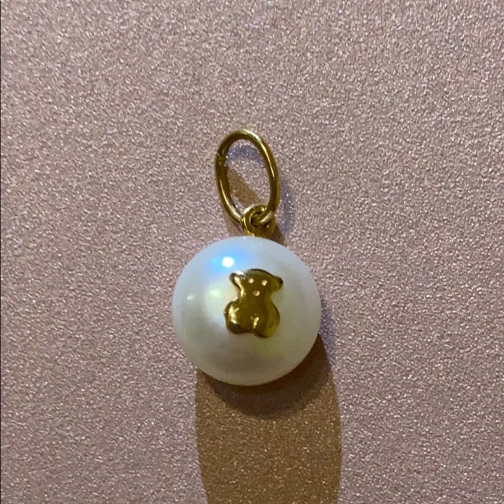 Tous gold pearl pendant.
